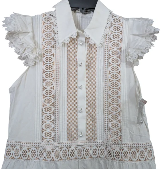 NEW..Alicia + Olivia Meeko Embroidered Eyelet Lace Trim Cotton Minidress.Size 6 - Picture 5 of 10